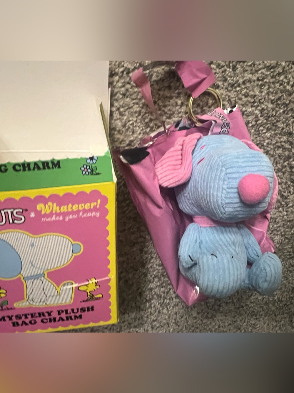 Peanuts Blue and Pink Plush Elephant Keychain